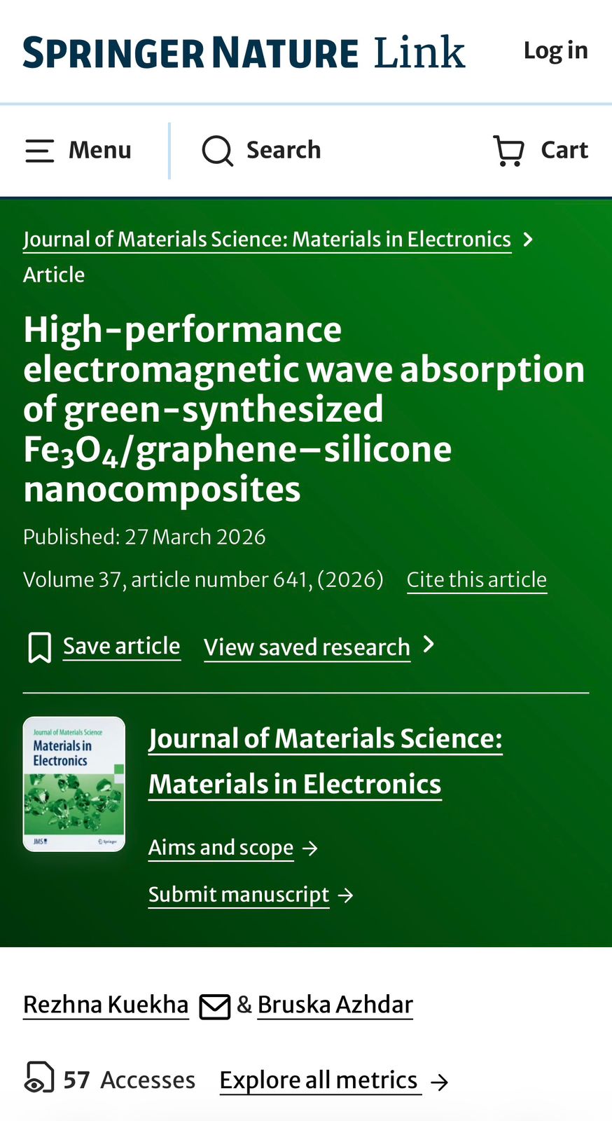 A researcher from the Kurdistan Institution for Strategic Studies and Scientific Research has published a study on the use of nanoparticles for absorbing electromagnetic waves